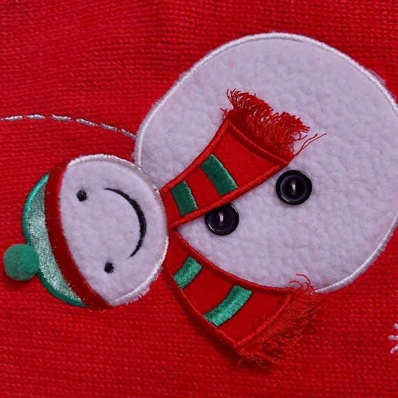 Classic Elements Red Sweater Full Zip Snowman 3D Holiday Ribbed Trim Size Large - Picture 7 of 12